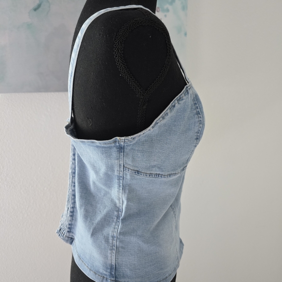 NWT bebe Light Blue Button-Up Denim Tank Top - Picture 7 of 8